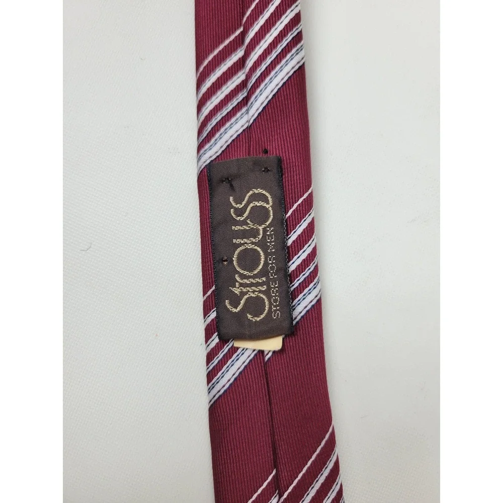 Christian Dior Mens Burgundy Striped Silk Blend Necktie Vintage Logo Tie
